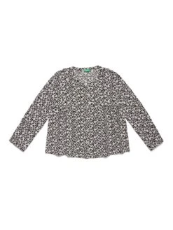 Benetton Bluse In Grau/ Schwarz
