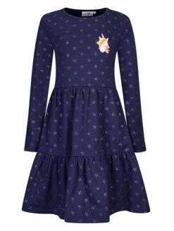 Kleid In Dunkelblau/ Bunt