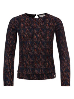 Bluse In Dunkelblau/ Orange