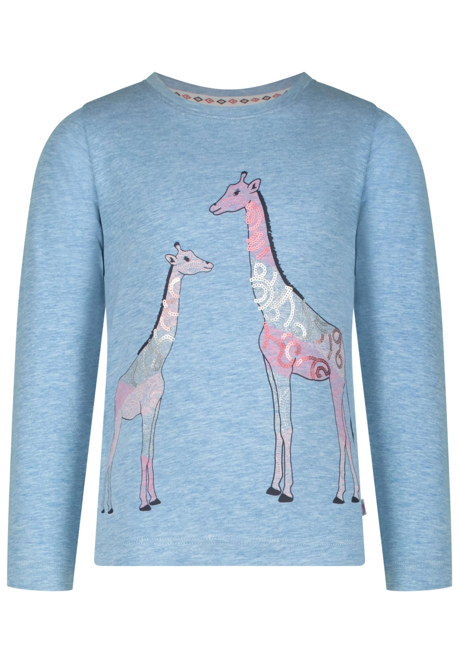 Longsleeve Girls LS Print Seq Giraffes In Blue Melange 1 Longsleeve Girls LS Print Seq Giraffes In Blue Melange